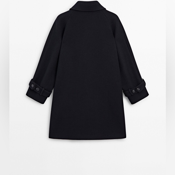 massimo dutti Black tabard-effect wool blend coat - Picture 4 of 10